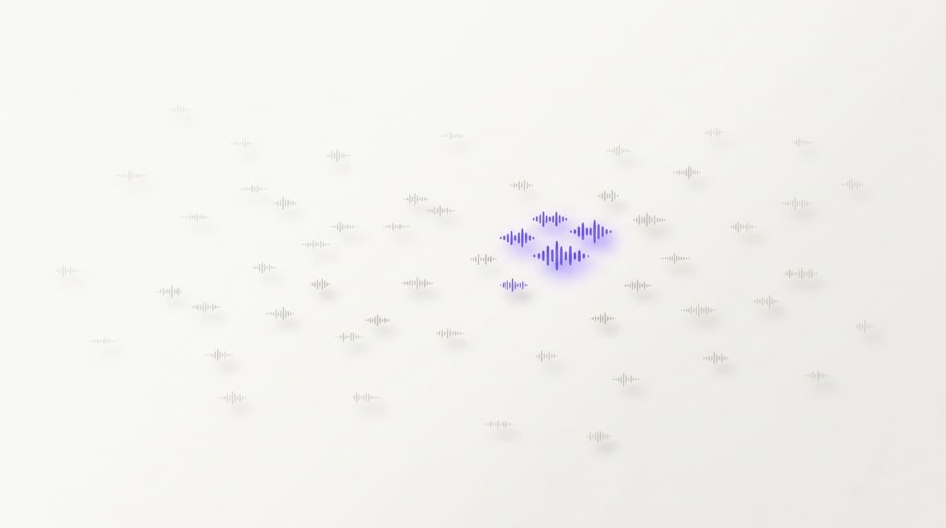 Constellation of grey sound waves with a central cluster in violet